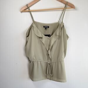 NWT Express Pale Green Peplum Cami Top Blouse Ruffle Large Flowy Style Tank Top